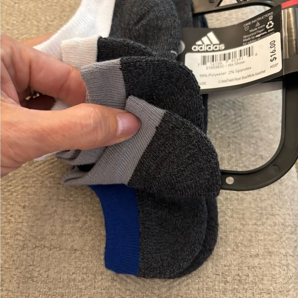 Adidas& Fruit Of The Loom Youth Cushioned No Show Socks L 3-9